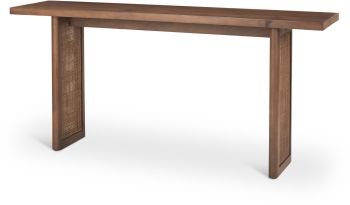 Grier Console Table (Medium Brown Wood & Cane  Accent) 