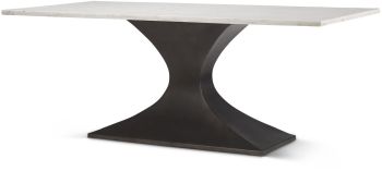 Maxton Dining Table (White Marble & Black Metal) 
