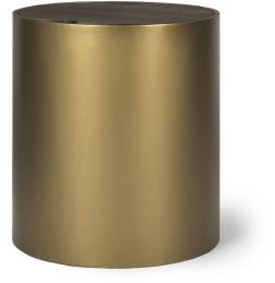 Eclipse End Table (Gold Metal & Brown Wood) 