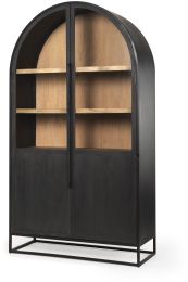 Sloan Curio Cabinet  (Black & Brown Wood & Black Metal) 