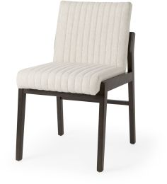 Tahoe Dining Chair (Armless - Cream Fabric & Black-Brown Wood) 