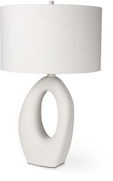 Tao Lampe de Table ( Blanc Base & Abat-Jour  Beige) 
