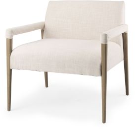 Palisades Accent Chair (Cream Fabric & Brown Wood) 
