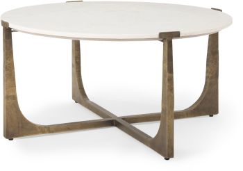 Atticus Coffee Table (White Marble & Gold Metal) 