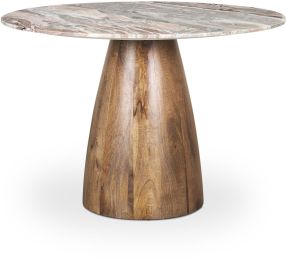 Allyson Dining Table (Pink Marble & Medium Brown Wood) 