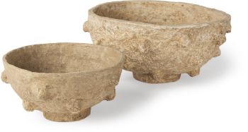 Sonam Bowls (Set of 2 - Beige Paper Mache) 