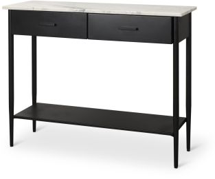 Amika Console Table (Black Metal & White Marble) 