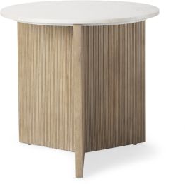 Enzo Accent Table (Marble Marble & Light Brown Wood) 