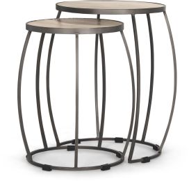 Clapp Accent Table (Set of 2 - White Wash & Silver Metal) 