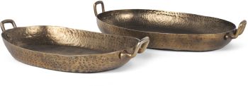 Pama Decorative Trays (Set of 2 - Gold Metal) 