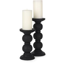 Wanda Candle Holders (Matte Black Wood) 