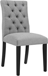 Duchess Dining Chair (Light Grey Button Tufted Fabric) 
