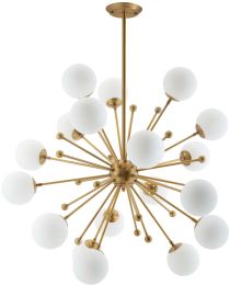 Constellation White Glass and Brass Pendant Chandelier 