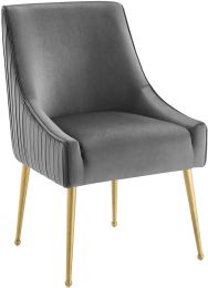 Discern Dining Chair (Grey Velvet - Pleated Back) 