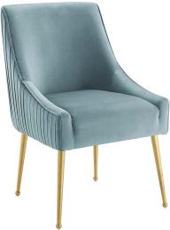 Discern Dining Chair (Light Blue Velvet - Pleated Back) 