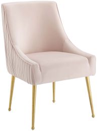 Discern Dining Chair (Pink Velvet - Pleated Back) 