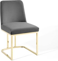 Amplify Sled Base Dining Chair (Gold & Grey Velvet) 