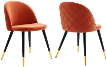 Cordial Dining Chair (Set of 2 - Orange Velvet) 