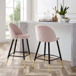 Cordial Counter Stools (Set of 2 - Pink Velvet) 