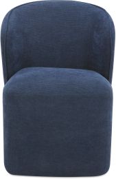 Larson Rolling Dining Chair (Navy Blue Performance Fabric) 