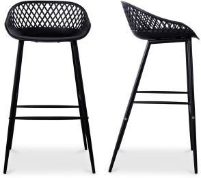 Piazza Outdoor Barstool (Set of 2 - Black) 