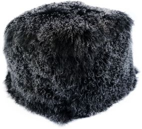 Lamb Fur Pouf (Black Snow) 