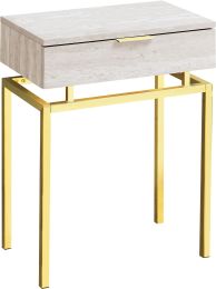 Salan End Table (Beige Marble with Gold Base) 