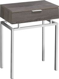 Salan End Table (Dark Taupe with Chrome Base) 