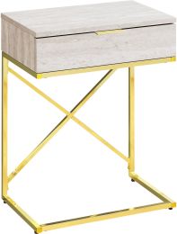 Linkuva End Table (Beige with Gold Base) 