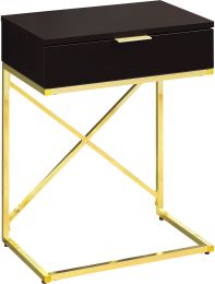 Linkuva End Table (Cappuccino with Chrome Base) 