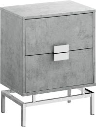 Priekule End Table (Grey Cement with Chrome Base) 