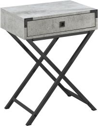 Seda Accent Table (Grey Cement with Black Base) 