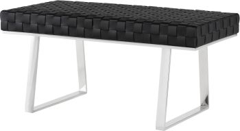 Karlee Jr. Occasional Bench (Black Leather with Silver Base) 