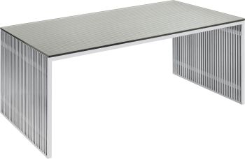 Amici Dining Table (Silver with Glass Top) 
