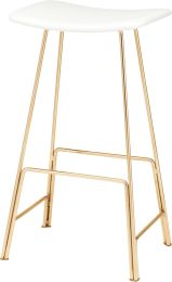 Kirsten Bar Stool (White Leather with Gold Frame) 
