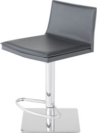 Palma Adjustable Height Stool (Dark Grey Leather with Silver Base) 