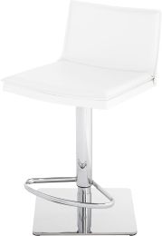 Palma Adjustable Height Stool (White Leather with Silver Base) 