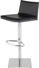 Palma Adjustable Height Stool (Black Leather with Silver Base) 