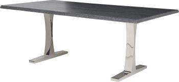Toulouse Dining Table (Small - Oxidized Grey Oak with Silver Legs) 