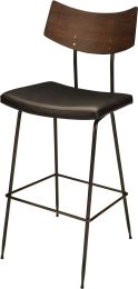 Soli Bar Stool (Black Leather with Seared Backrest) 