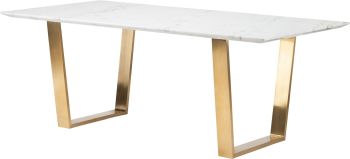 Catrine Dining Table (White with Gold Legs) 