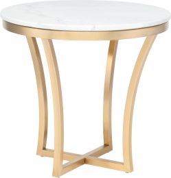 Aurora Side Table (White with Gold Base) 