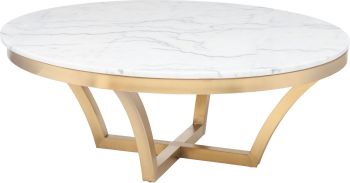 Aurora Coffee Table (White with Gold Base) 