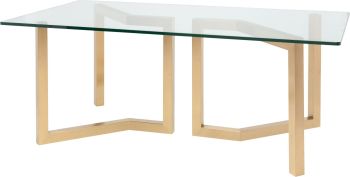 Paula Dining Table (Short - Glass with Gold Legs) 