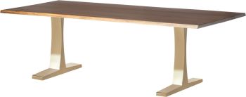 Toulouse Dining Table (Small - Seared Oak with Gold Legs) 