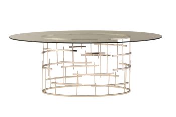 Tiffany Dining Table (Oval - Clear with Stainless Base) 