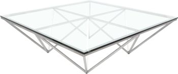 Origami Coffee Table (Glass with Silver Base) 
