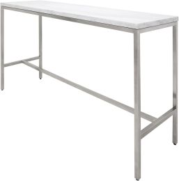 Verona Bar Table (Long - White with Silver Base) 