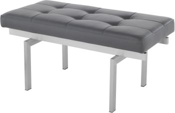 Louve Occasional Bench (Short - Grey with Silver Base) 