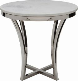 Aurora Side Table (White with Silver Base) 